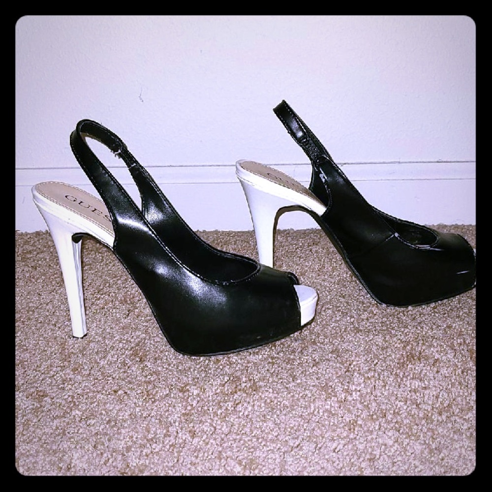 Guess Black and White hi-heels